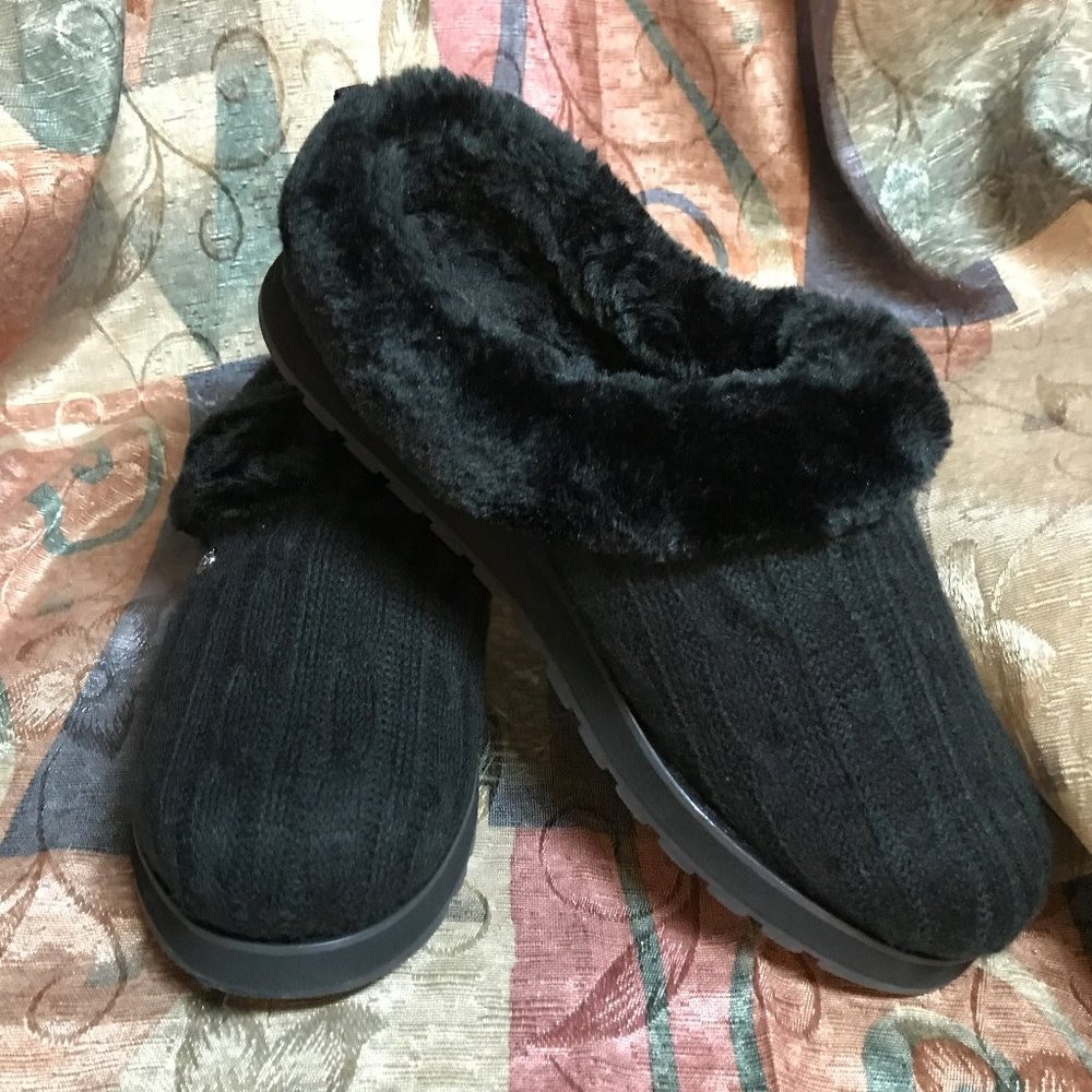 BOBS for Skechers Memory Foam Slippers Black 10